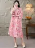Verano Nuevo Retro Estilo Chino Estilo Nacional Mejorado Temperamento Vestido Cheongsam Rayón Bordado Falda de Longitud Media Talla Única