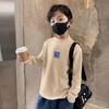 Camiseta Infantil de Terciopelo Base Otoño e Invierno para Niños y Niñas, Camiseta de Cuello Medio Alto, Forrada de Felpa Cálida, con Estampado de Dibujos Animados para Niños Medianos y Grandes