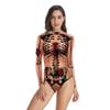 Comércio Exterior Transfronteiriço Fabricantes de Origem Halloween Novo Gola Redonda Zíper Maiô Feminino Roupa de Praia Surf Feminino Atacado