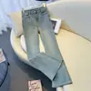 Jeans de Pierna Recta Acampanados de Color Claro para Mujer 2025 Nuevos de Otoño Tendencia Ajustados Pantalones de Campana