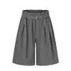 C986 Retro de Gama Alta Estilo Old Money Unisex Verano Diseño de Cinta Plisada Pantalones Cortos de Seis Puntos para Hombre