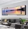Pintura decorativa de lujo y luz para sala de estar, pintura colgante, fondo de sofá atmosférico, murales de pared, tríptico costero, pintura decorativa superpuesta