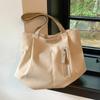 Bolsa de Lona para Mulheres, Grande Capacidade, Novo Modelo 2026, Bolsa de Ombro Versátil para o Verão, Bolsa Tote Plissada Texturizada para o Dia a Dia
