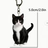 Cross-border novo creme gato acrílico pingente de espelho retrovisor do carro pingente bonito preto e branco gatinho jóias
