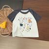 Camiseta de Verano para Niños de Manga Corta Camiseta Infantil Fina con Estampado de Dibujos Animados Top Casual para Bebé Nuevo Rulas de Media Manga para Niños