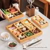 Jiugongge Hot Pot Shop Prato Split Prato Sushi Plate Caixa de Bambu Caixa de Frutas Secas Creative Platter Caixa de Madeira Caixa de Armazenamento Desktop