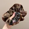Nuevas scrunchies de lunares y estampado de leopardo, estilo simple, scrunchies retro, cintas para el cabello, accesorios para moños, adornos para el cabello
