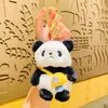 Ornamento de boneca panda de pelúcia criativo e fofo, chaveiro de desenho animado para carro, pingente de mochila, pequeno presente para casal, atacado