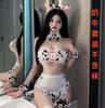 Roupa íntima sexy de alta qualidade, fofa e sexy de vaca, conjunto de três peças para role play, paixão para cabelo