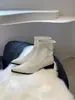 Botines de Punta Fina Estilo Francés First Encounter para Mujer, Nueva Colección Otoño/Invierno 2026, Tacón Grueso, Botas Elásticas Adelgazantes, Tacón Medio Plateado