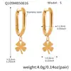 Mili Exquisite 5A Zircônia Trevo da Sorte Pingente Flor Brinco Presilha Orelha Banhado a Ouro PVD Cruz de Titânio Aço Joias Transfronteiriças