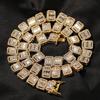 Collar de aleación de estilo antiguo de hip-hop, estilo europeo y americano, con diseño de nicho de cadena de clavícula de nueve cuadrados y diamantes de 13 mm, venta al por mayor