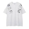 Ropa para Hombre Ins Retro Americano Camiseta Negra de Manga Corta con Hombro Caído, Estampado de Caballo en Racimo y Diseño de Letras, Peso Pesado Holgada Estilo High Street
