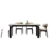 Mesa de jantar em laje de rocha, adequada para apartamentos pequenos, conjunto de mesa e cadeiras de jantar, tema de elefante, design retrô, retangular, moderno e minimalista