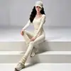 Conjunto de yoga feminino, sem costura e de alta elasticidade, modelador, para treinamento profissional de fitness, corrida e como peça externa, conjunto de duas peças