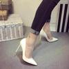 Zapatos de Tacón Alto Europeos y Americanos Otoño 2022 Zapatos de Charol Poco Profundos para Mujer Punta Fina Zapatos Color Nude Tacón Fino para Mujer Zapatos Profesionales para Mujer
