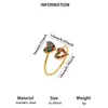Nuevo anillo abierto de mariposa con goteo de aceite transfronterizo, moderno y versátil anillo de flor de acero inoxidable chapado en oro de 18 quilates para mujer