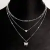 Explosiones Transfronterizas Europeas y Americanas Joyería de Comercio Exterior Mariposa Amor Collar de Múltiples Capas Cadena para Clavícula de Mujer Accesorios de Moda Joyería