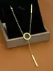 Collar Redondo Minimalista Estilo Romano de Doble Cara con Borla de Acero de Titanio de Oro Real para Mujer Accesorio de Cadena para Clavícula de Celebridad de Internet