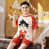 Pijama de verano delgado de algodón con mangas cortas para niño gordo, talla grande, dibujos animados, ropa para aire acondicionado, traje de moda