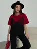 2026 Nueva Ropa Sexy para Mujer de Estilo Ins Europeo y Americano Transfronteriza Empalme de Encaje Holgada Básica de Cuello Redondo Manga Corta Camiseta