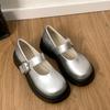 Zapatos negros retro franceses de suela gruesa de cuero para mujer, primavera y otoño 2025, zapatos Mary Jane de una sola capa con punta redonda y todo combinado.