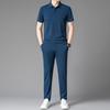 Traje deportivo para correr con sensación de hielo delicado 2024, camiseta de solapa de seda fina de verano para hombre, traje de ocio para hombre
