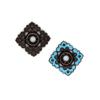 W60804 Joyería Estilo Antiguo Cobre Hecho a Mano Finales Dinastía Qing Color Horquilla Corona para el Cabello Material Accesorios 27*27mm Estilo Antiguo Azul Quemado