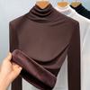 Camiseta Básica de Gola Alta para Mulheres 2025 Nova Roupa Feminina Europeia Estilo Sexy de Malha Camiseta Pequena com Top Elegante e Elástico