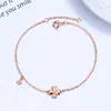Pulsera de Plata de Ley S925 de Trébol de Cuatro Hojas de la Suerte para Mujer, Diseño de Nicho Ins, Flor de Oro Rosa, Joyería de Alta Gama