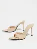 Sapatos de Salto Alto Femininos para Primavera e Verão, Bico Fino, Salto Fino, Mules de Uma Tira, Modernos, Versáteis, Sandálias Elegantes de Salto Alto