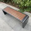Banco de Parque Banco Longo Externo Pátio Aço Inoxidável Anti-Corrosão Madeira Banco Longo Lazer Externo Praça Assento Público Comunitário