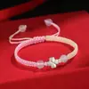 Pulsera de Trébol de Cuatro Hojas para Parejas de Hombres y Mujeres, Pulsera de la Suerte Tejida a Mano, Simple y Moderna, Regalo para Estudiantes
