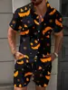Novo Conjunto de Camisa de Manga Curta e Shorts Masculino com Estampa Engraçada de Halloween para o Verão - Venda Cruzada da Amazon