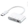 Leitor de Cartão OTG USB-C 3 em 1 - Adaptador Tipo-C para Slot de Cartão SD/TF e Porta USB-A - Compatível com Smartphones, Tablets e Laptops