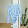 Top esportivo feminino de corte solto, único e bonito, camiseta de manga longa para yoga, cobertura esportiva para fitness, corrida, Pilates