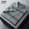 Camiseta de Manga Corta de Algodón para Hombre JEEP SPIRIT, Camisa Polo Casual Holgada Rayada para Hombre de Mediana Edad Verano 2025