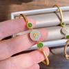 Pulsera clásica de corte de estilo chino retro, pulsera clásica fu, imitación de jade Hetian natural, pulsera de oro de Vietnam