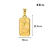 Pendente Retangular de Aço Inoxidável com Diamante Tarot Europeu e Americano Ins DIY Colar Joias Acessórios de Ouro 24k Atacado