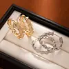 2025 Nuevos Pendientes de Moda Pendientes de Aro Chapados en Cobre Dorado Diseño Minimalista de Nicho Pendientes de Circonita Gama Alta
