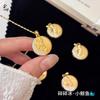 Colgante de Ballena Pequeña Triturada con Hielo, Estilo Antiguo Oro Arena Incrustado con Diamantes, Decoración con Patrón de Ballena, Chapado en Oro Cobre, Opciones de Collares de Estilo Lujo Ligero Disponibles