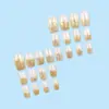 Uñas Postizas Brillantes Color Dorado Champagne de Alta Venta, Uñas Francesas Transparentes Hielo, 24 Piezas de Uñas Postizas Cortas Super Brillantes al por Mayor