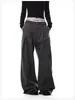 Moda Trade Retrô Americano Simples Cimitara Plissado Roupa de Trabalho Tendência Perna Larga Verão Solto Personalidade Unissex Casual Calça Longa