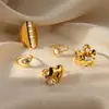 Estilo Europeo y Americano Moda Transfronteriza Exagerado Anillo de Flor Grande Corazón Personalizado Tendencia Estambre de Perla Anillo para Mujer