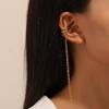 Clip de Oreja de Elfo Simple Europeo y Americano Ins Sin Agujeros en la Oreja Diseño Nicho Elegante de Moda Clip de Oreja con Borla de Cadena Larga