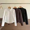 ¡Mismo estilo que la serie LU! Otoño e Invierno Adelgazante Relleno de Lana Cálido Forro Polar Patchwork Cuello Alto Algodón Chaqueta Abrigo Mujer