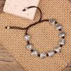 Pulsera Artesanal Estilo Nacional para Hombres y Mujeres Retro Todo-partido Pulsera Ajustable Elefante Pez Pequeño Doble Capa Correa Mori Accesorios