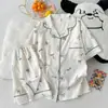 Pijamas de Algodón Nube para Mujer Verano Delgadas Lindas de Dibujos Animados Manga Corta Shorts Sueltos Conjunto de Ropa para Casa de Celebridad de Internet Se Puede Usar Afuera