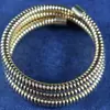Pulseira Feminina, Bracelete de Três Camadas, Com Mola, Aço Inoxidável, Banhado a Ouro, Atacado, Empilhável, Retrátil, Versátil, Ouro Rosa, Não