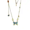 Collar de Mariposa Esmaltada Azul con Colores Degradados de Ensueño, Joyería de Lujo de la Misma Colección que en Tiendas de Oro